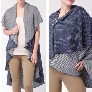 Demdaco Navy‎ Stripe Polka Dot 6 in 1 City Wrap On The Go Size OSFM